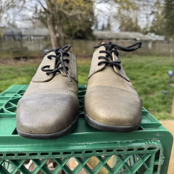 JOHN FLUEVOG - Prophesy Breton - Green Cap Toe Leather Derby Shoe Size 10 - Picture 2 of 9